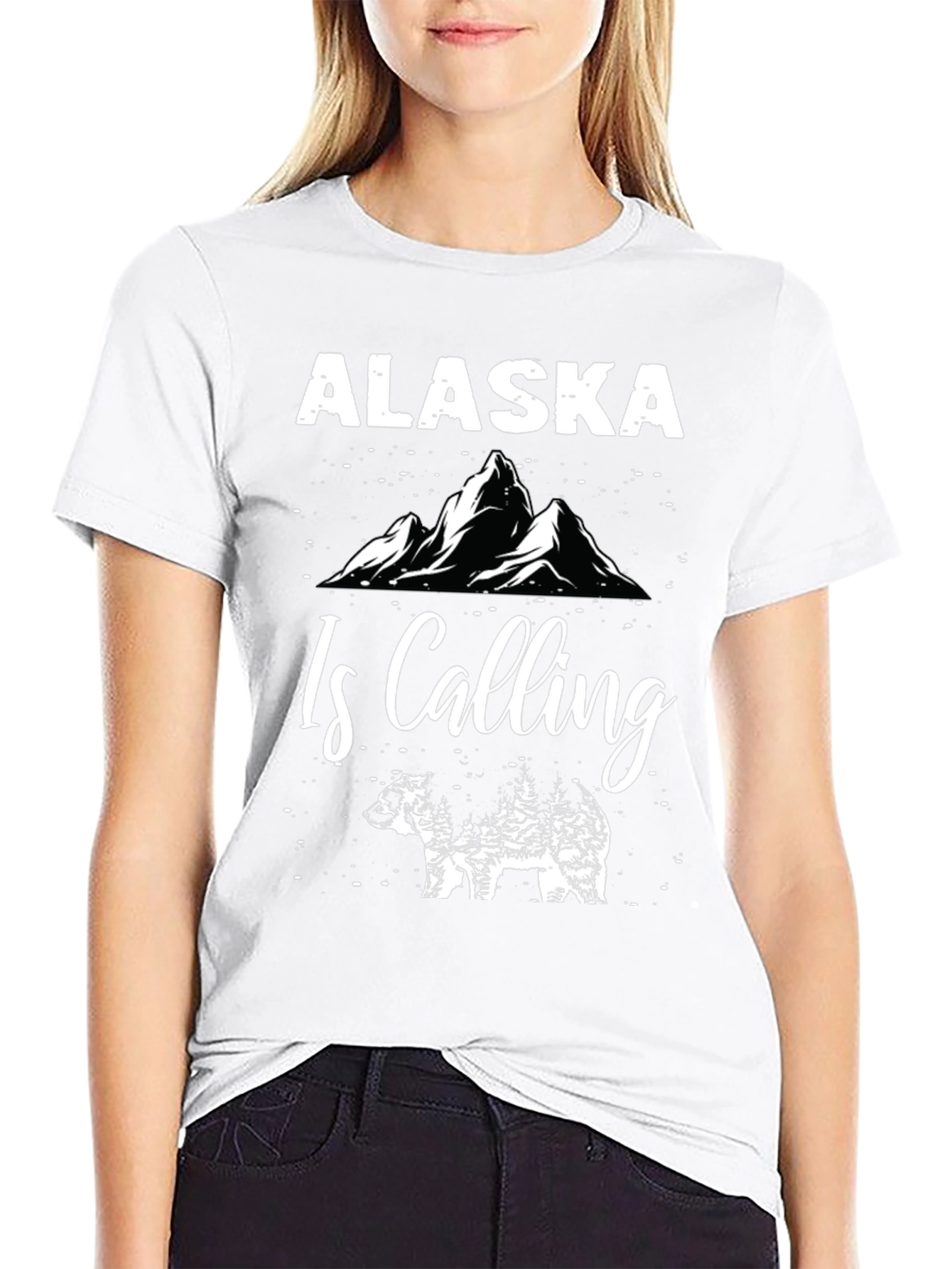 Alaska Is Calling Bear Graphic T-Shirt