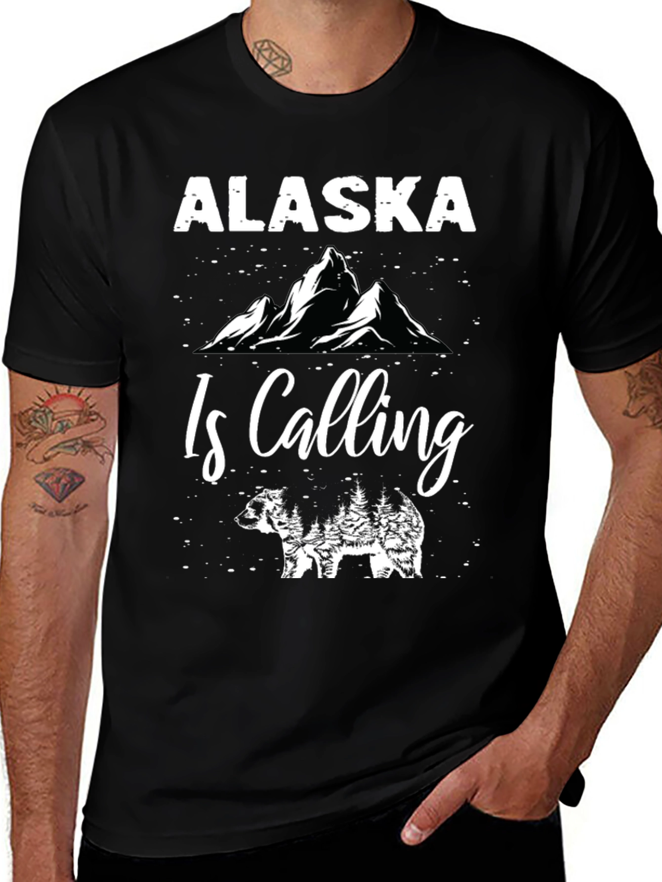 Alaska Is Calling Bear Graphic T-Shirt