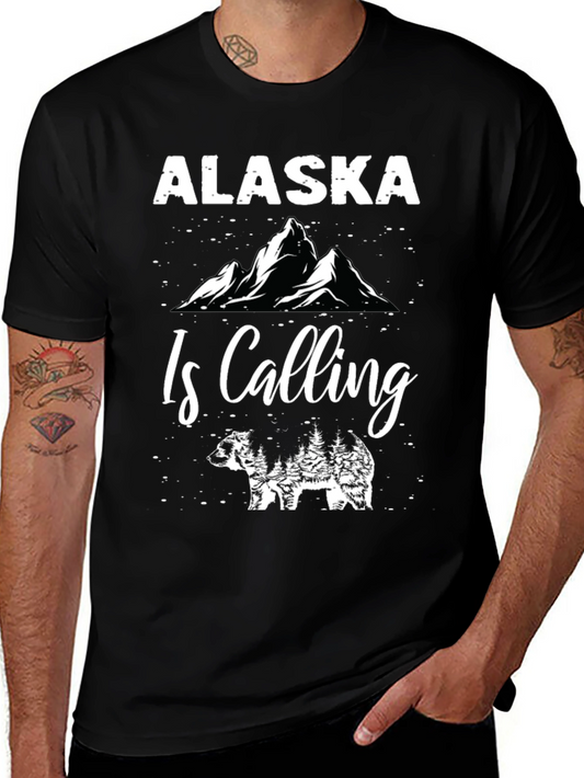 Alaska Is Calling Bear Graphic T-Shirt