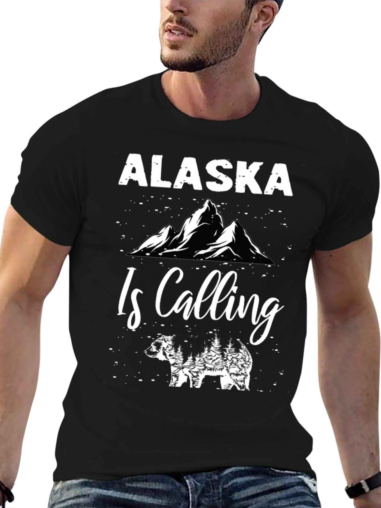 Alaska Is Calling Bear Graphic T-Shirt
