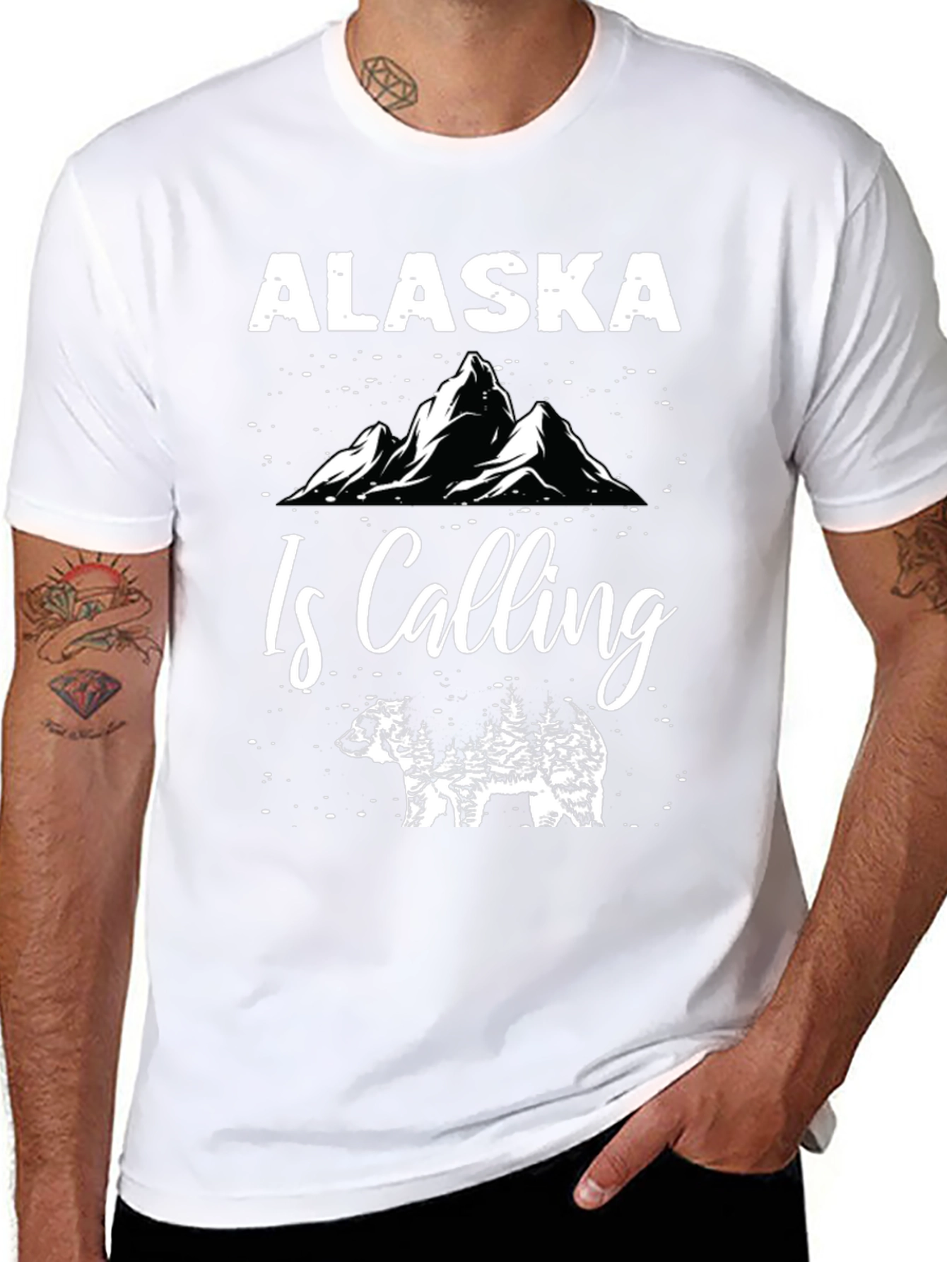 Alaska Is Calling Bear Graphic T-Shirt