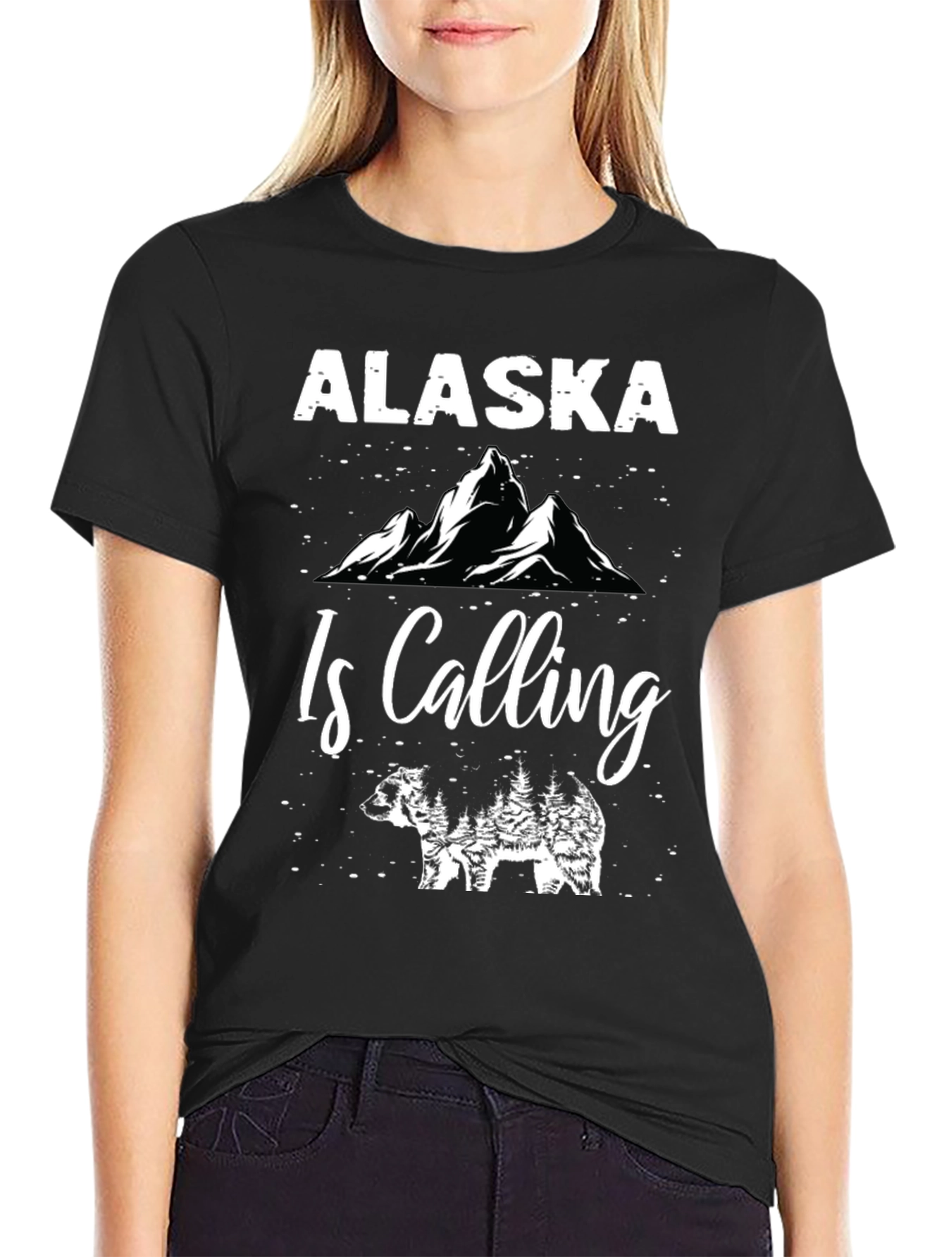 Alaska Is Calling Bear Graphic T-Shirt