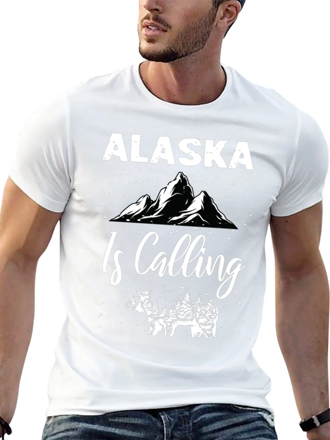 Alaska Is Calling Bear Graphic T-Shirt