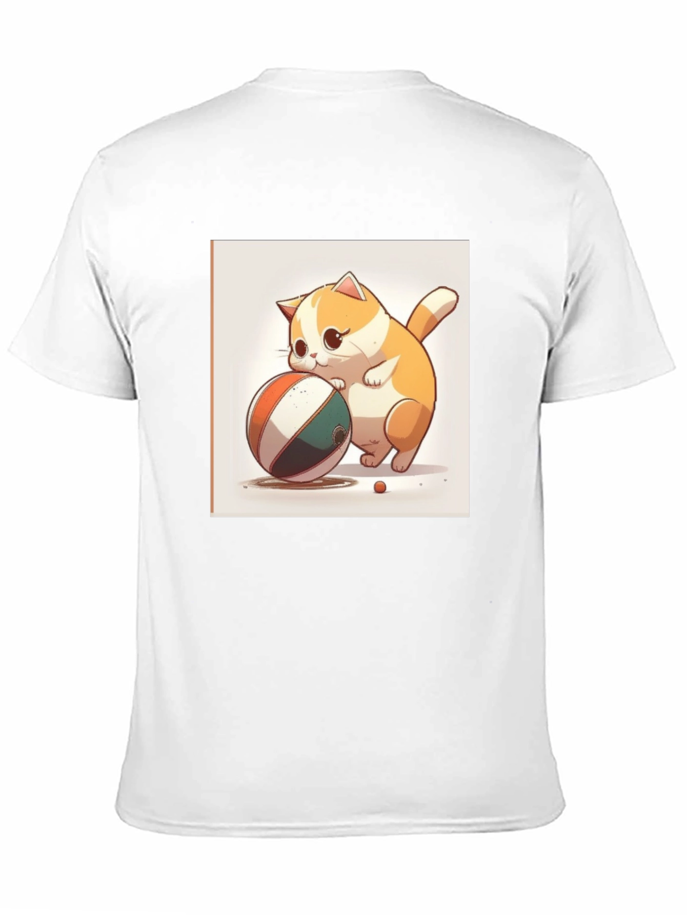 Cute Cartoon Cat with Ball Black T-Shirt