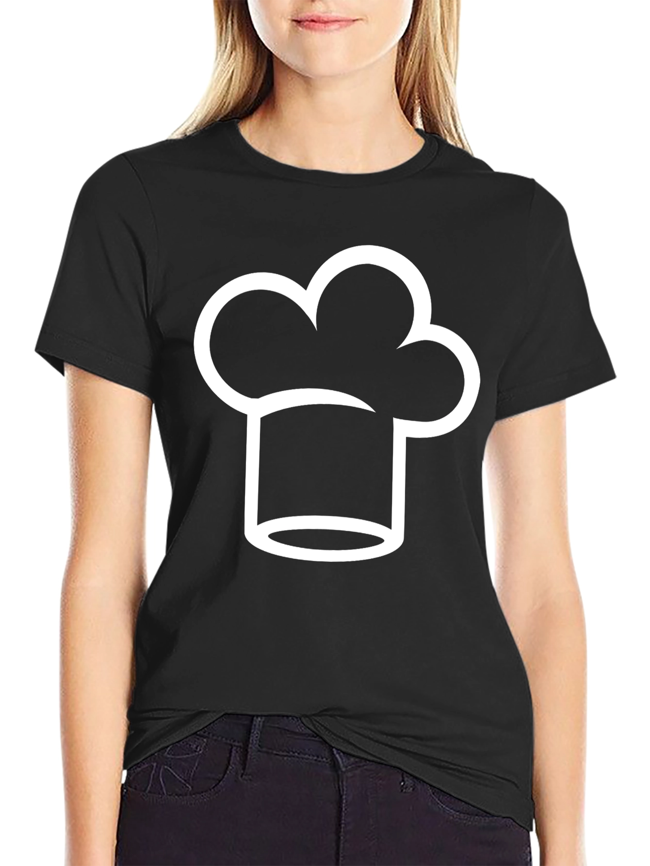 Chef Hat Graphic Tee - Black Cotton Blend T-Shirt
