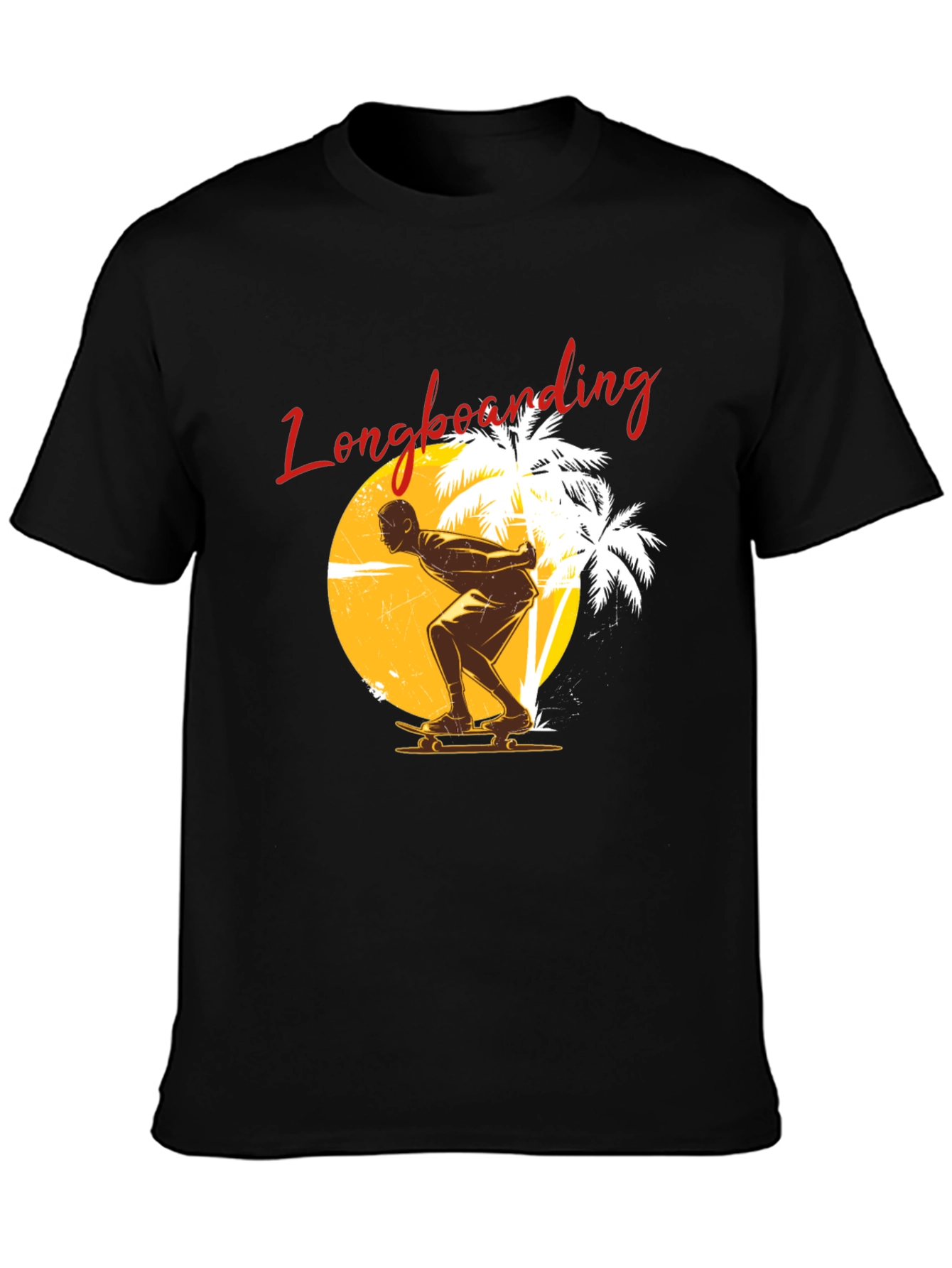 Longboarding Graphic Tee - Black Short Sleeve Shirt