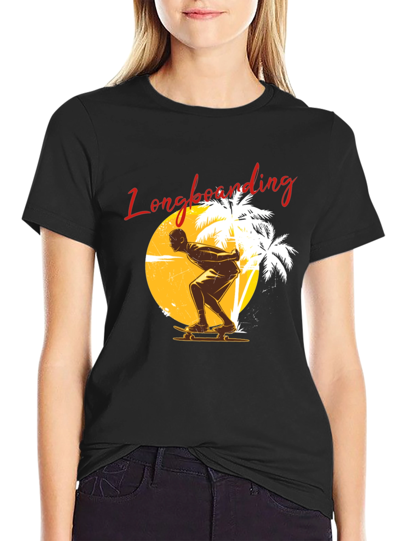 Longboarding Graphic Tee - Black Short Sleeve Shirt