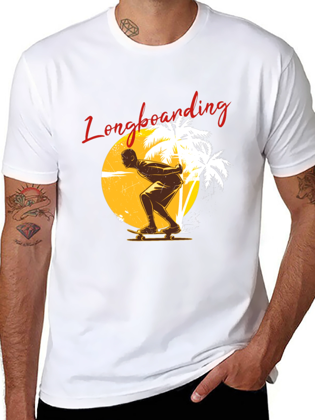 Longboarding Graphic Tee - Black Short Sleeve Shirt