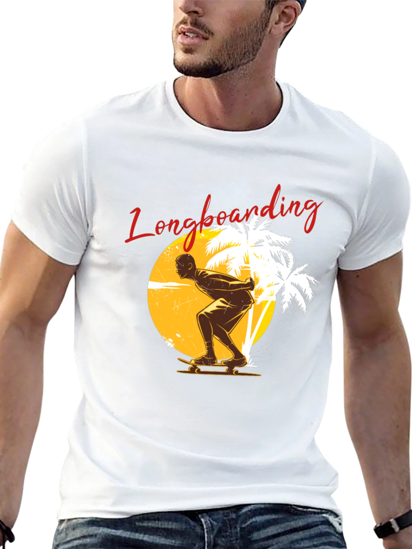 Longboarding Graphic Tee - Black Short Sleeve Shirt