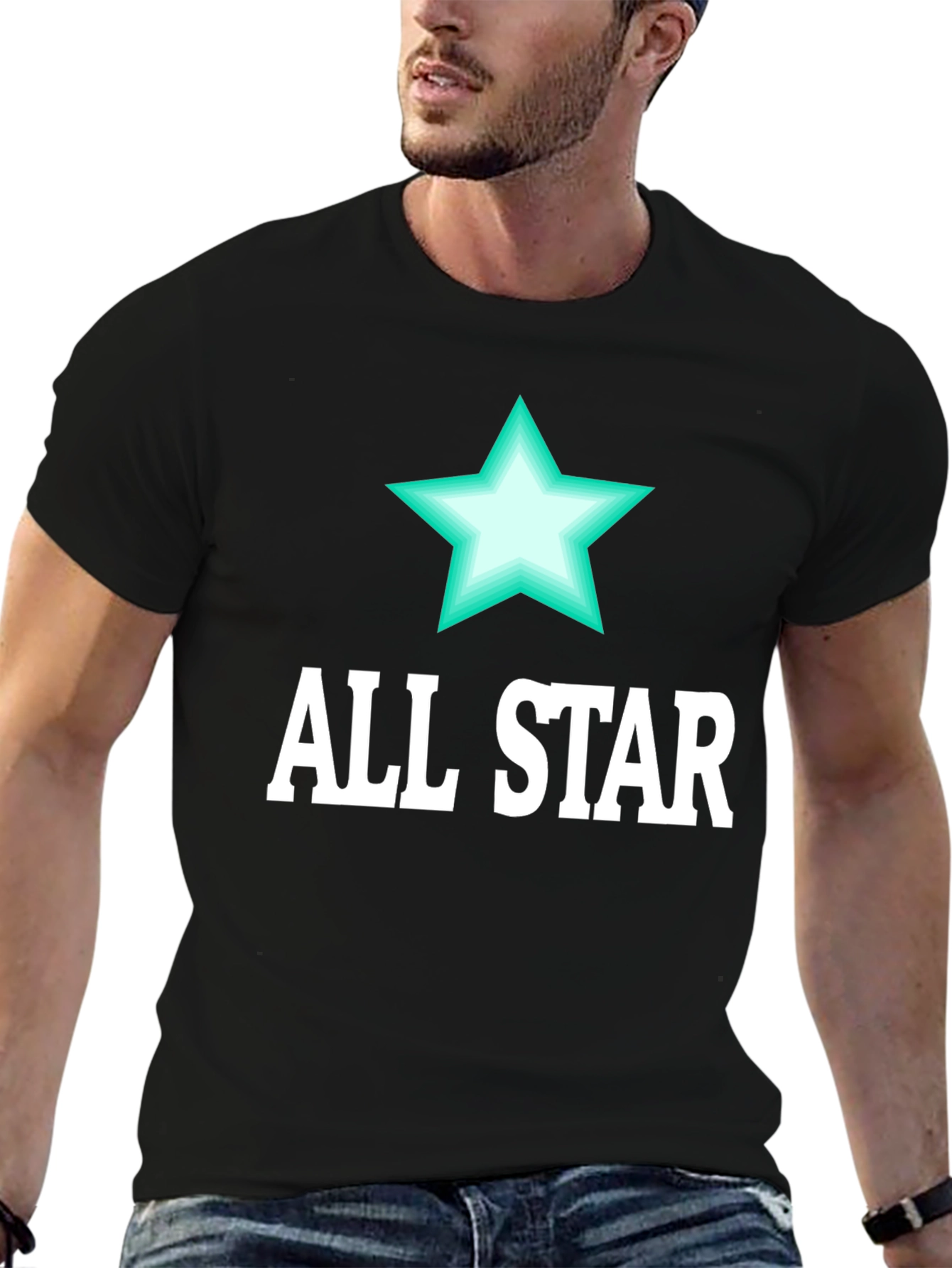 All Star Graphic Tee - Mens Black Cotton T-Shirt