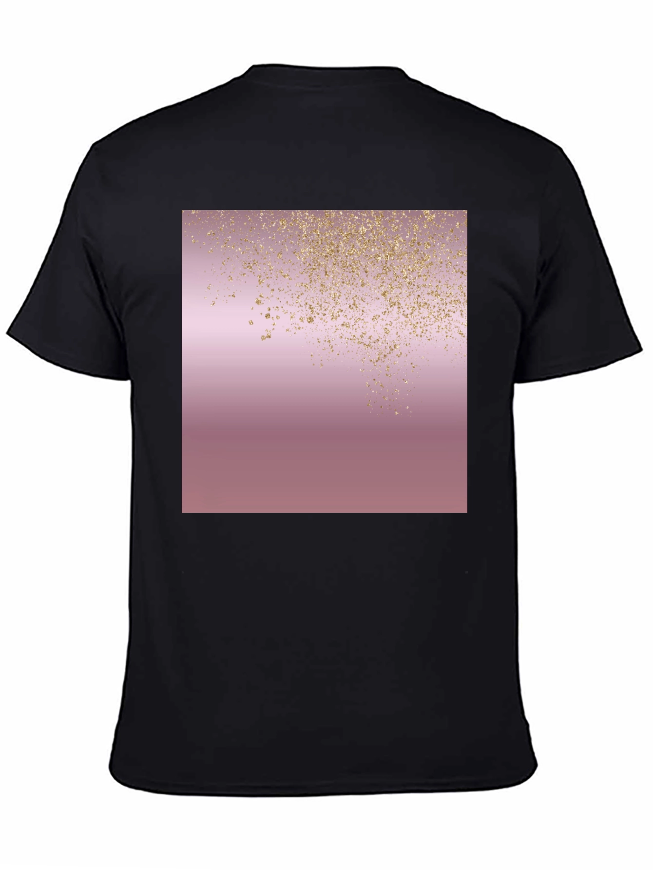Stylish Black T-Shirt with Rose Gold Glitter Design
