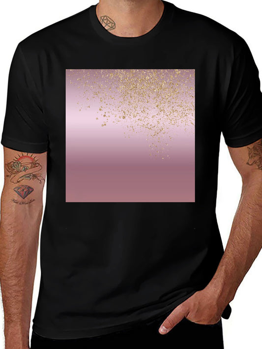 Stylish Black T-Shirt with Rose Gold Glitter Design