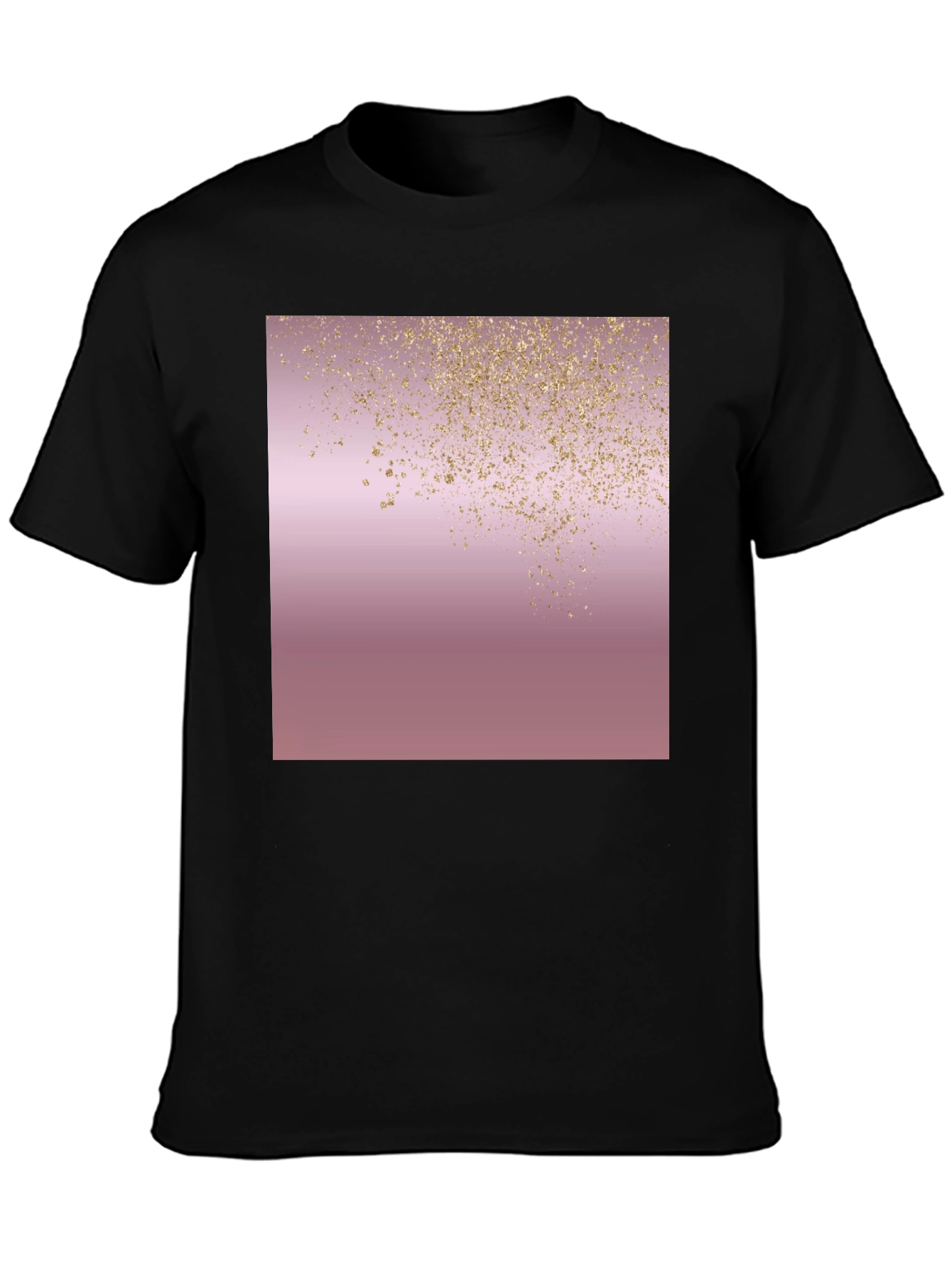 Stylish Black T-Shirt with Rose Gold Glitter Design