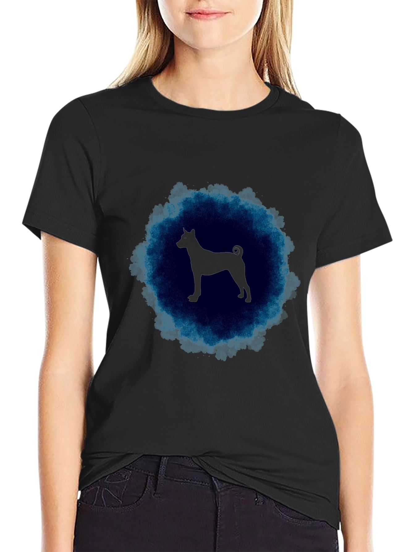 Basenji Silhouette T-Shirt - Mens Black Tee