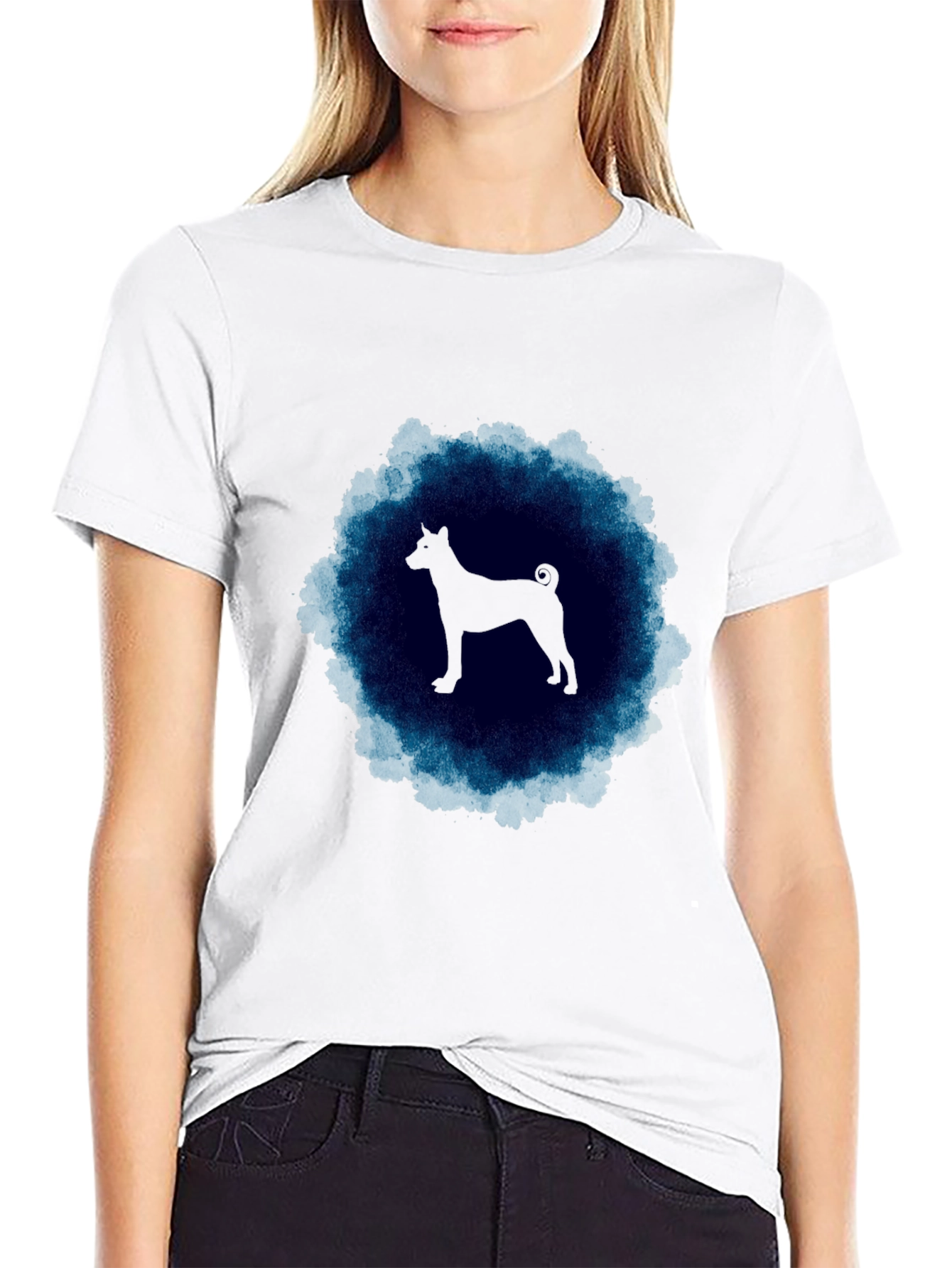 Basenji Silhouette T-Shirt - Mens Black Tee