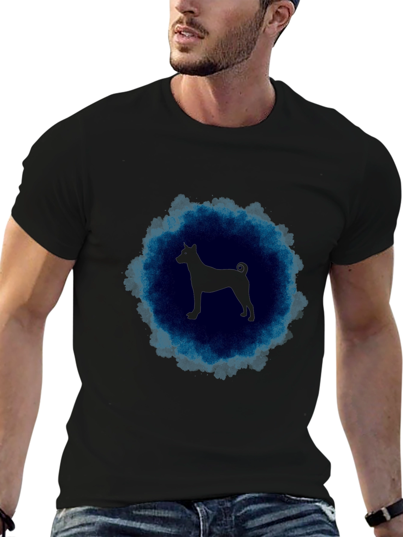 Basenji Silhouette T-Shirt - Mens Black Tee