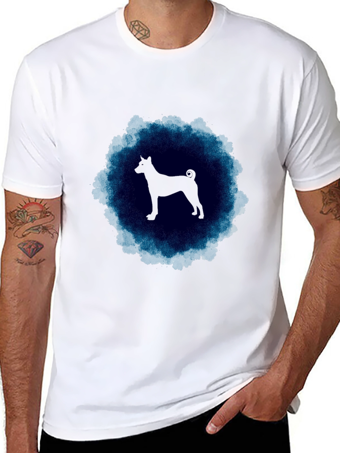 Basenji Silhouette T-Shirt - Mens Black Tee