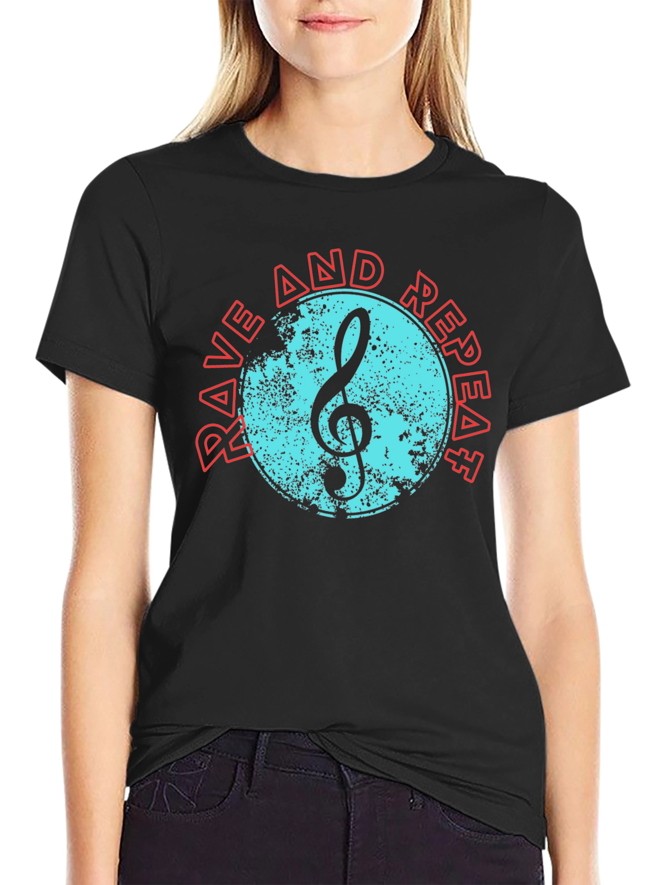 Rave and Repeat Music Tee - Black Cotton T-Shirt