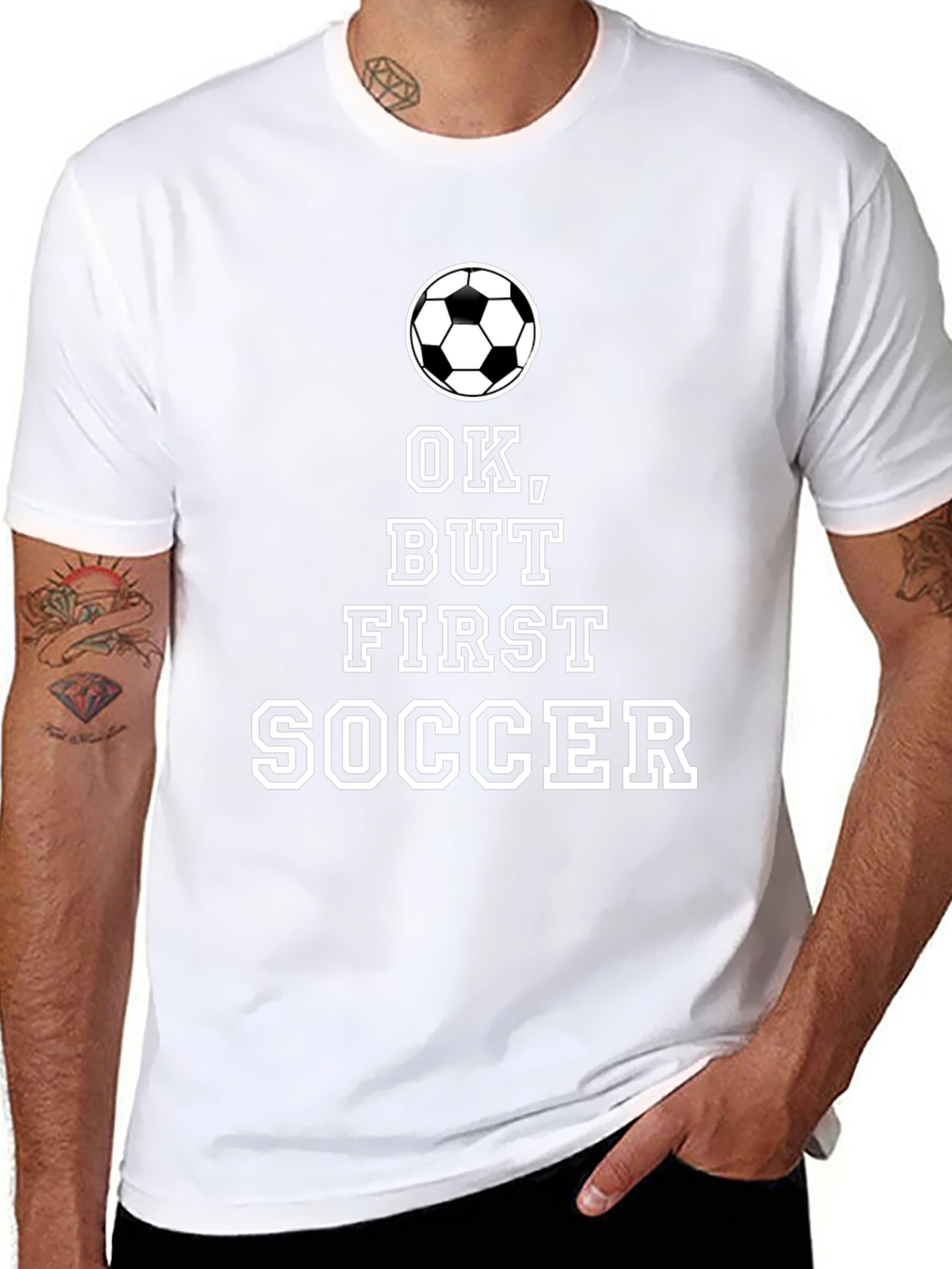 Ok But First Soccer Black T-Shirt