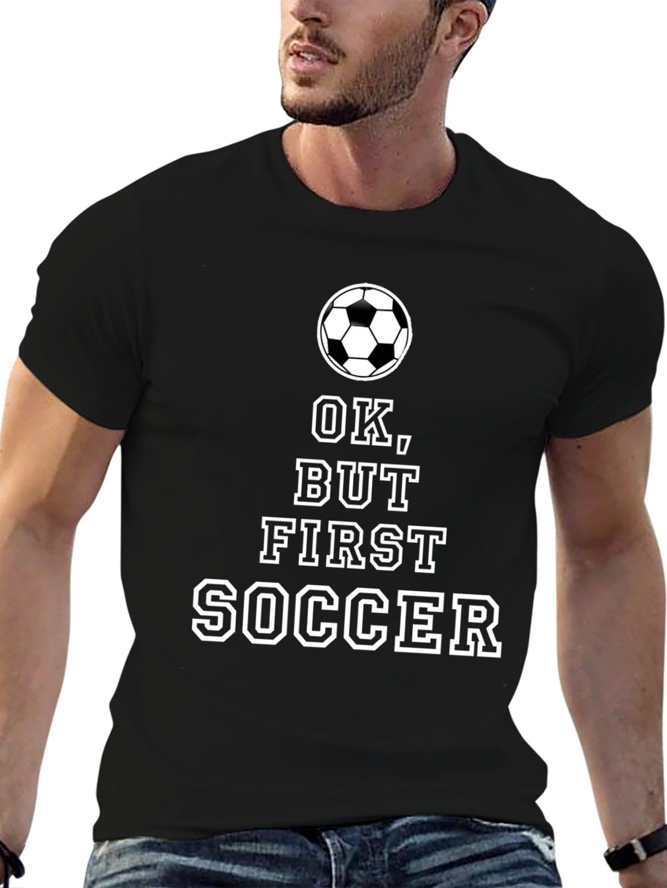Ok But First Soccer Black T-Shirt