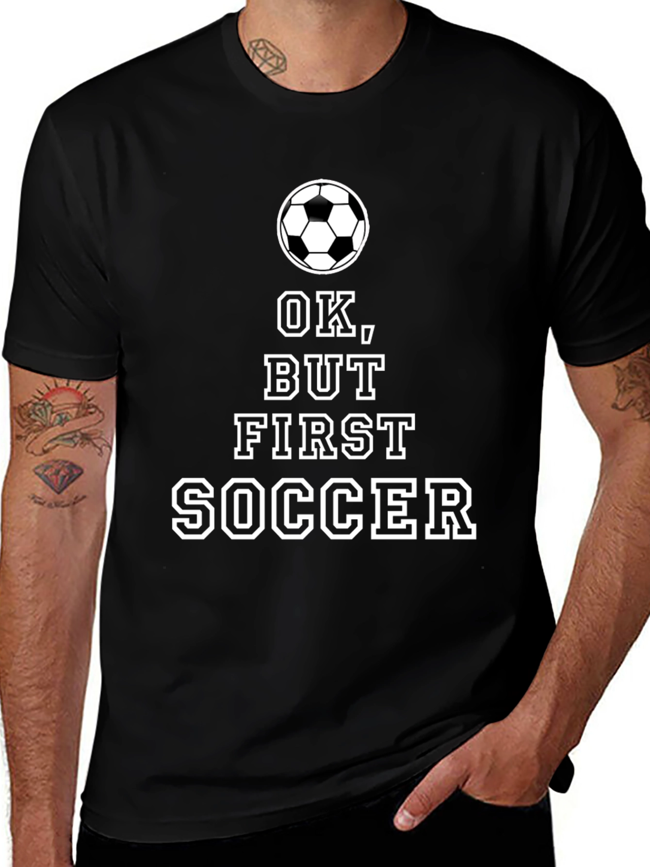 Ok But First Soccer Black T-Shirt