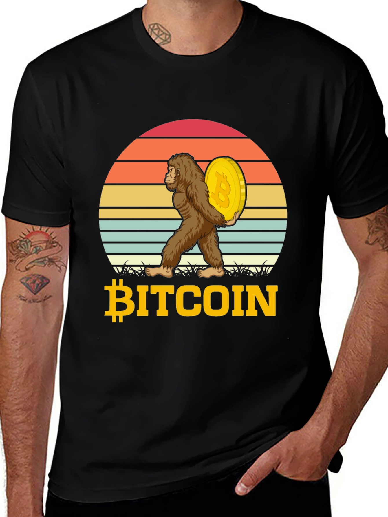 Bitcoin Sasquatch T-Shirt Crypto Ape HODL Tee