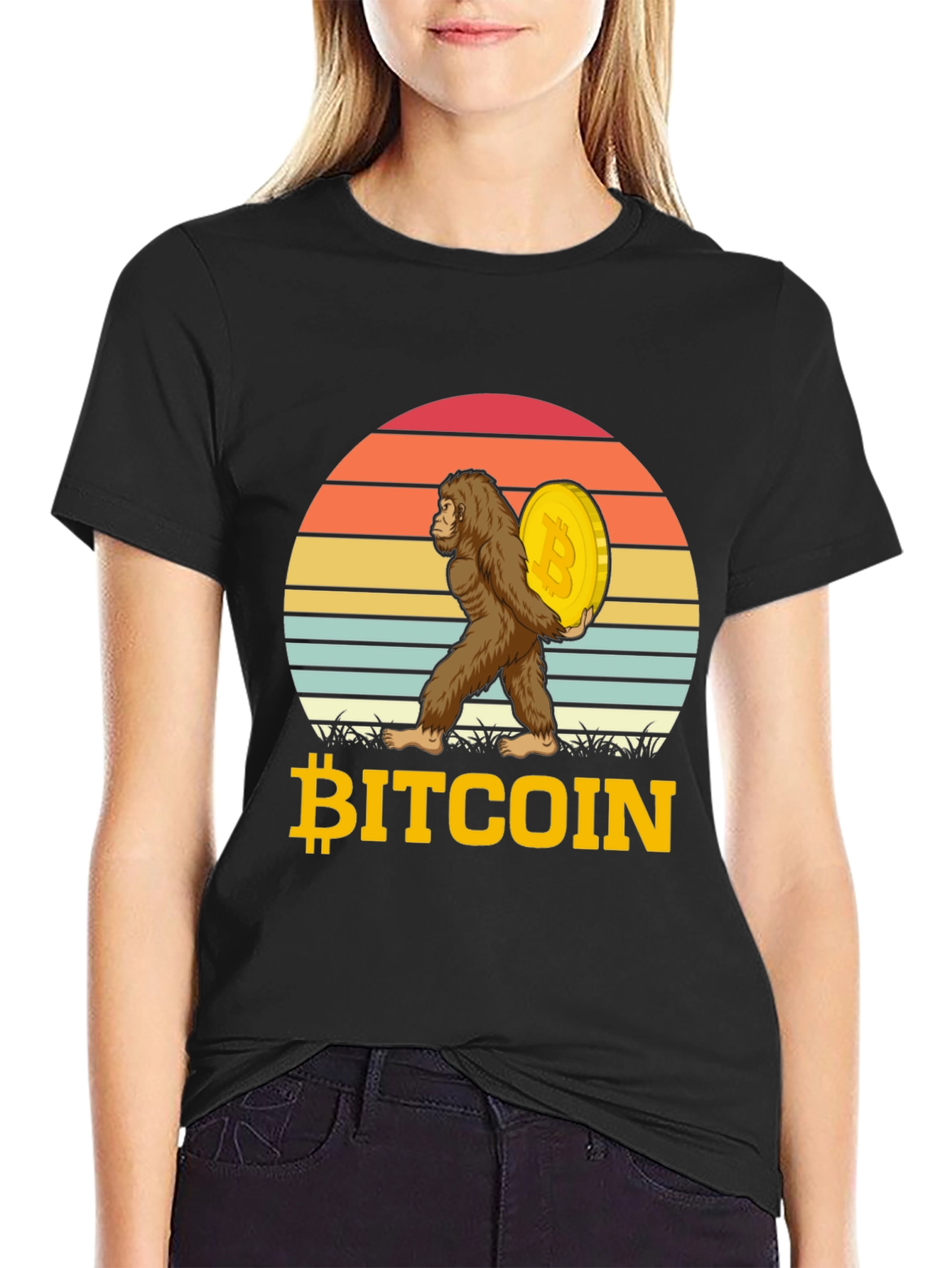Bitcoin Sasquatch T-Shirt Crypto Ape HODL Tee