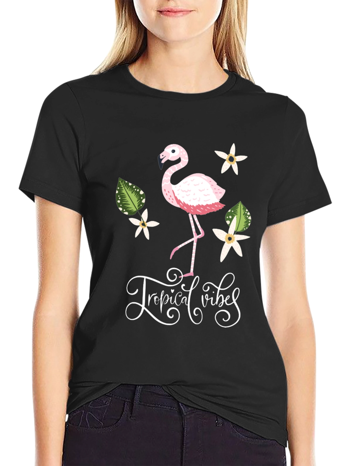 Tropical Vibes Flamingo Graphic T-Shirt