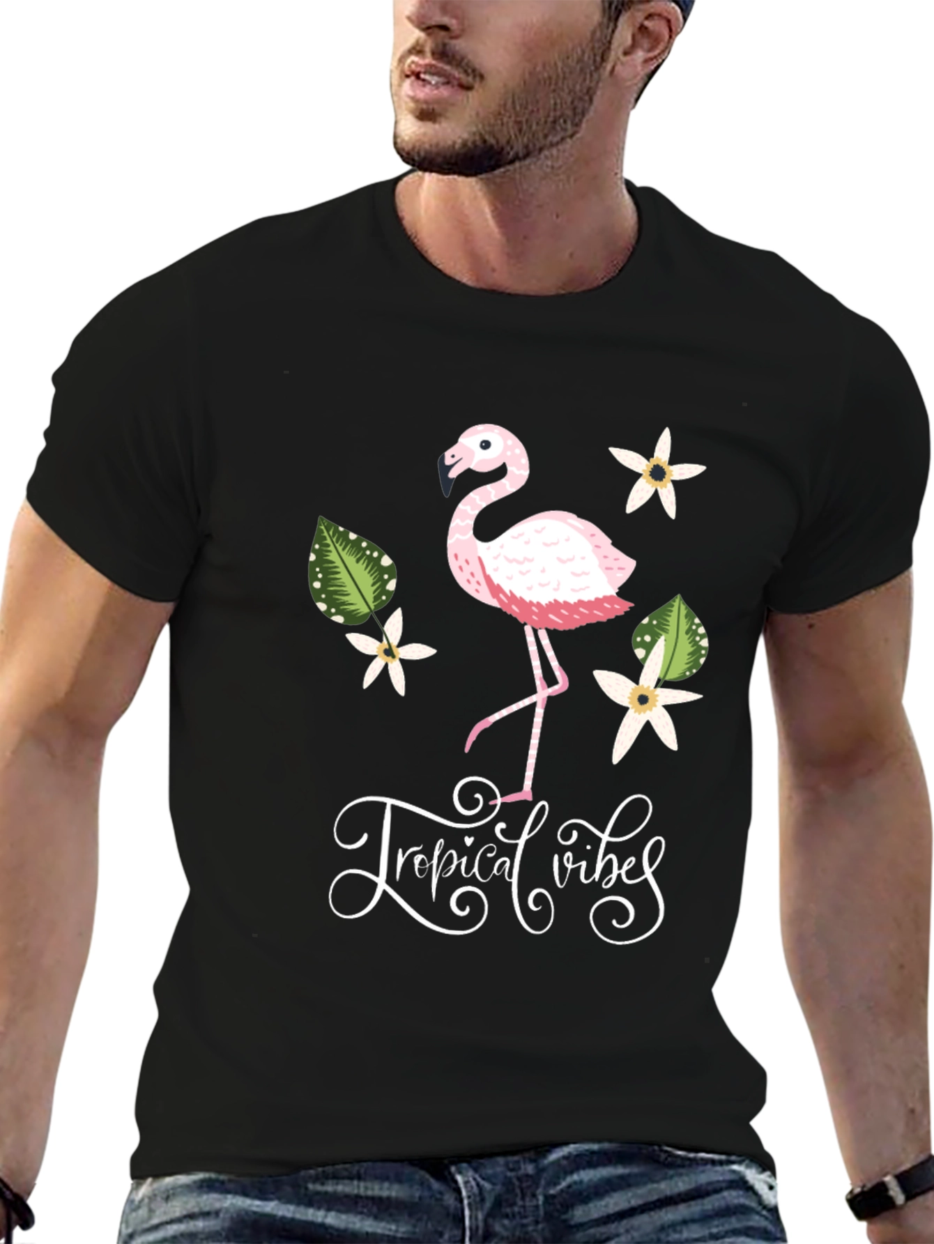 Tropical Vibes Flamingo Graphic T-Shirt