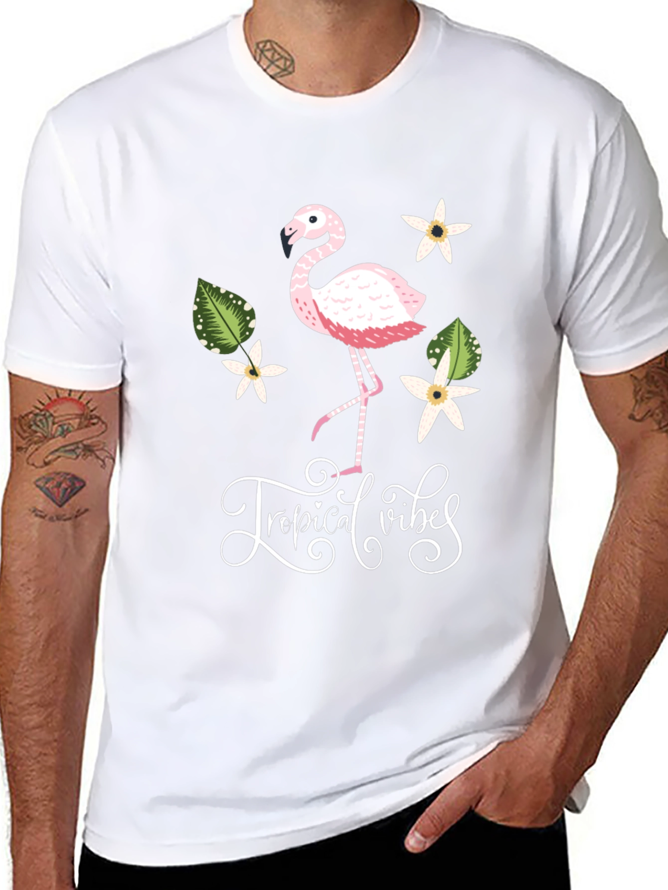 Tropical Vibes Flamingo Graphic T-Shirt