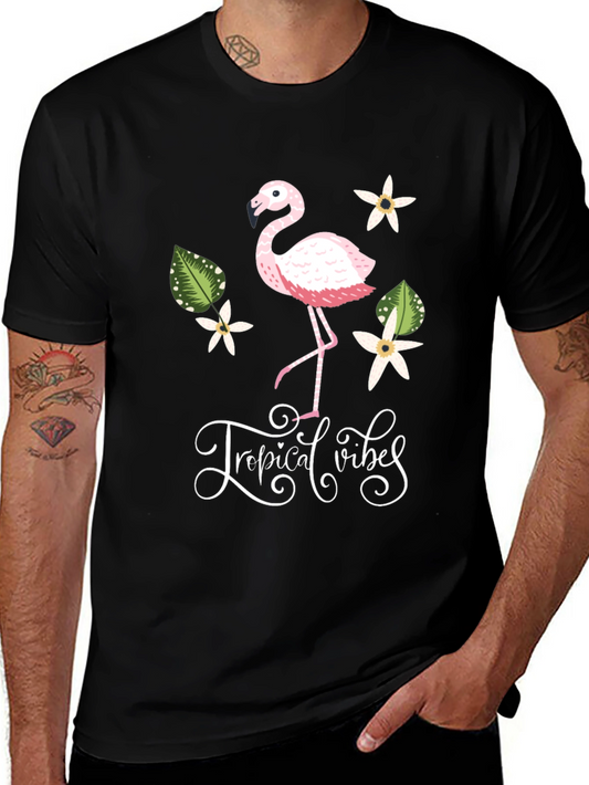 Tropical Vibes Flamingo Graphic T-Shirt