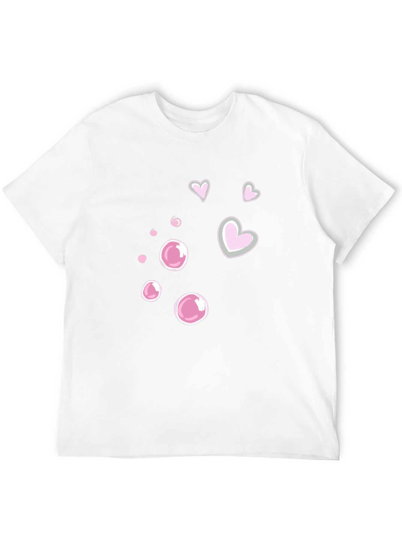 Cute Bubble & Heart Graphic Black Tee