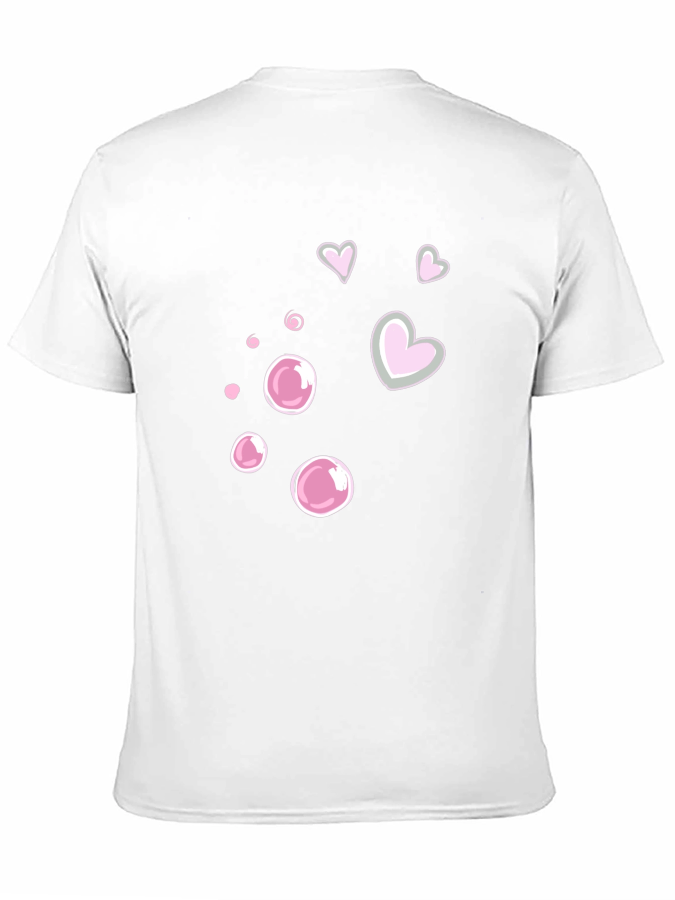 Cute Bubble & Heart Graphic Black Tee