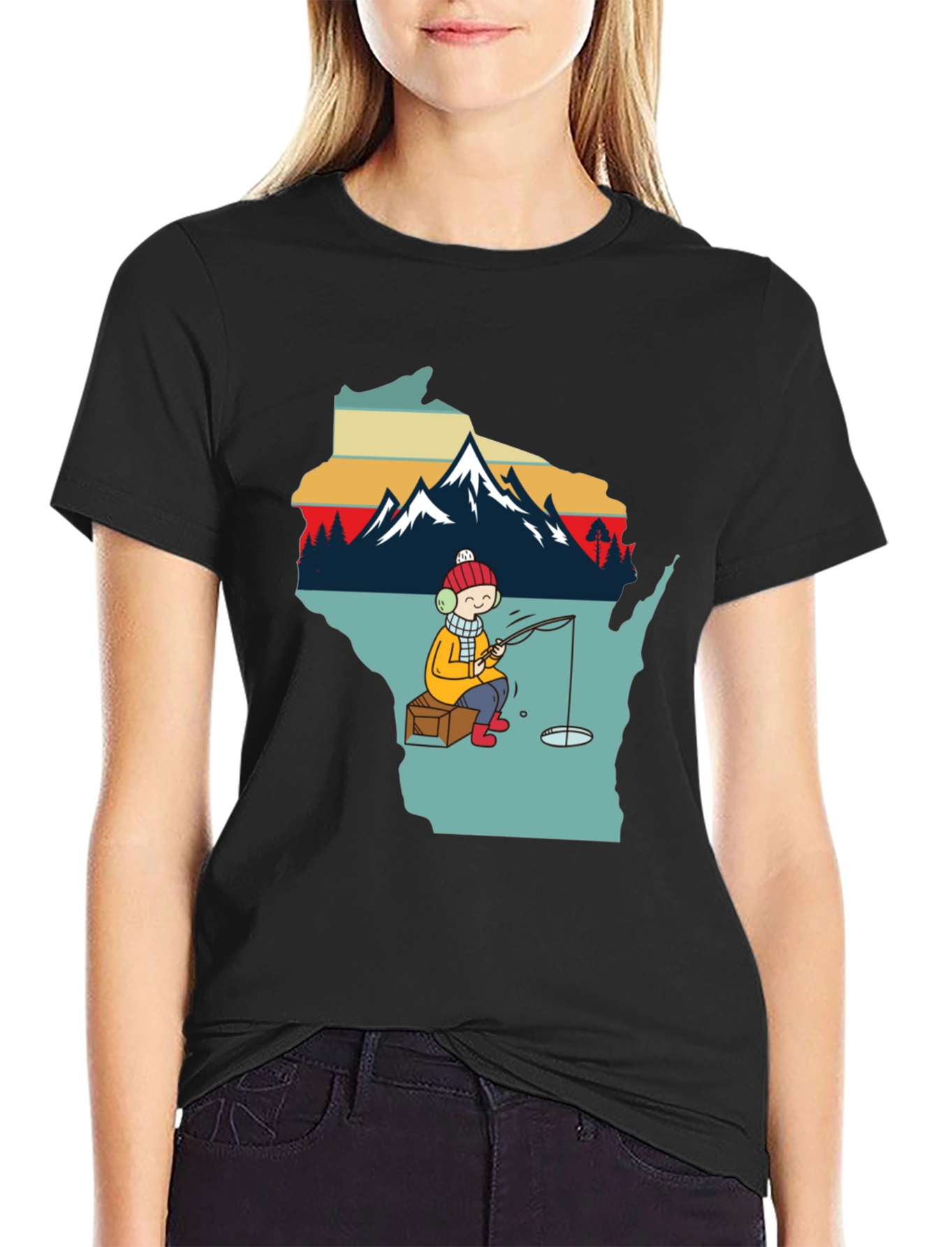 Ice Fishing Graphic T-Shirt