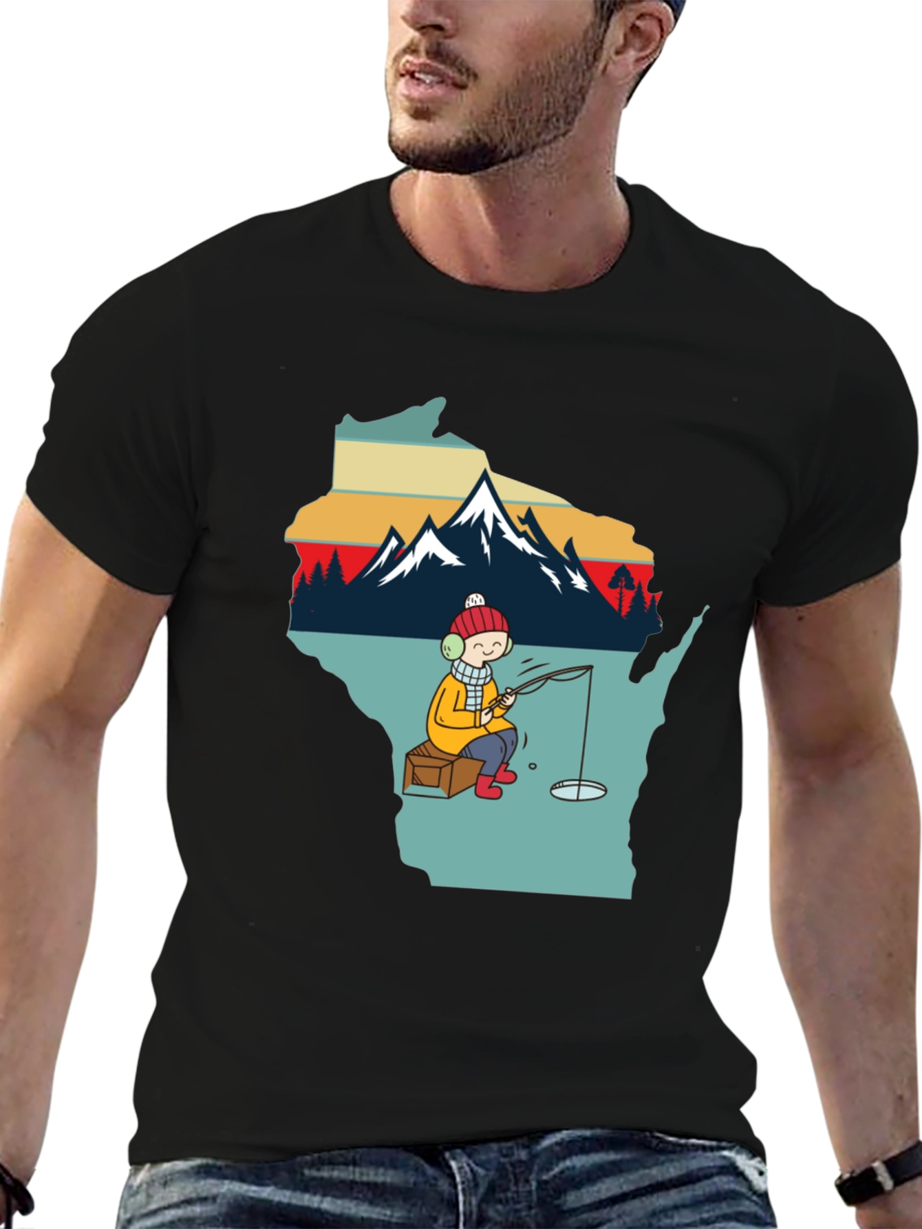 Ice Fishing Graphic T-Shirt
