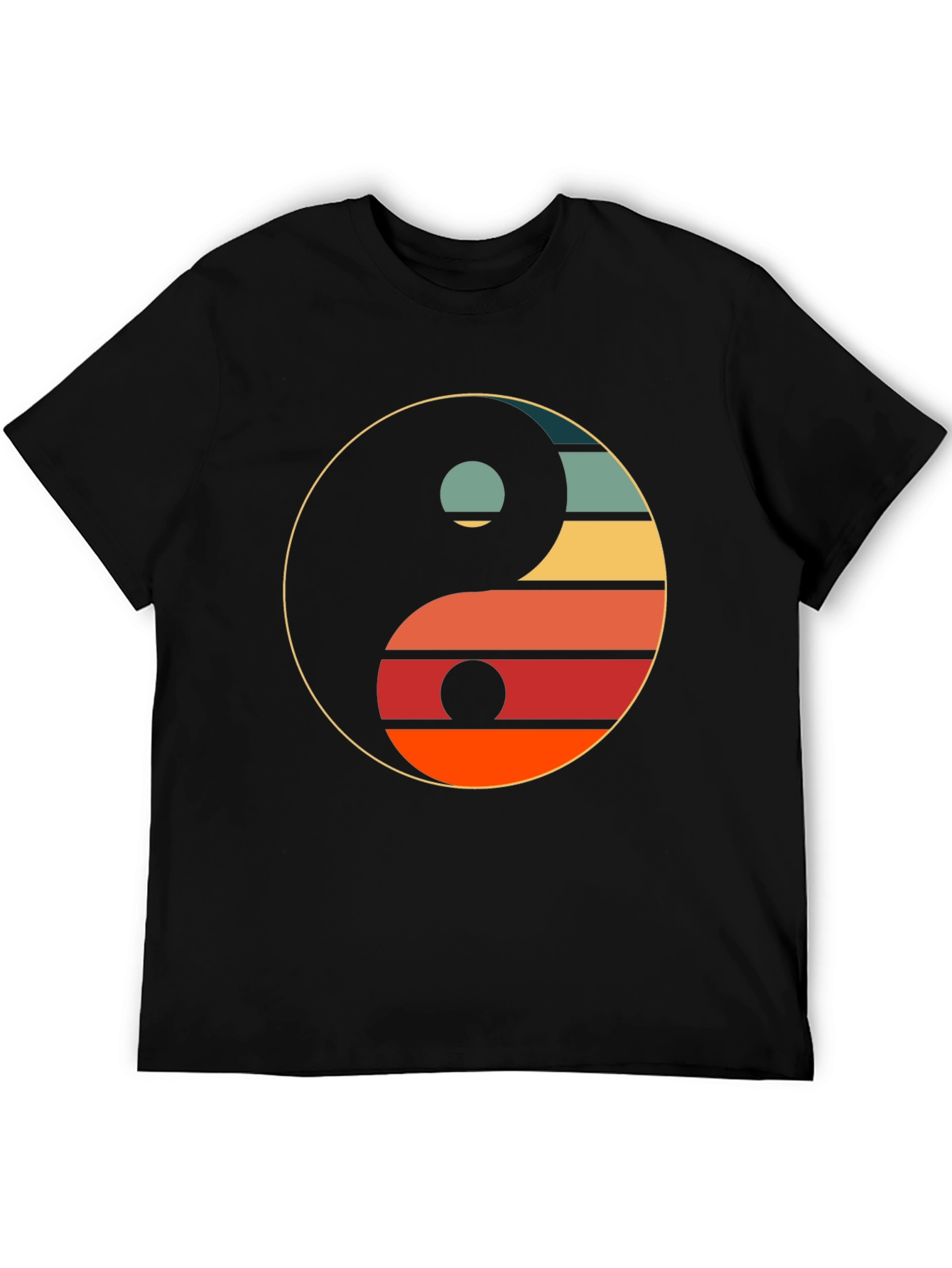 Yin Yang Retro Graphic Tee - Unisex Black T-Shirt