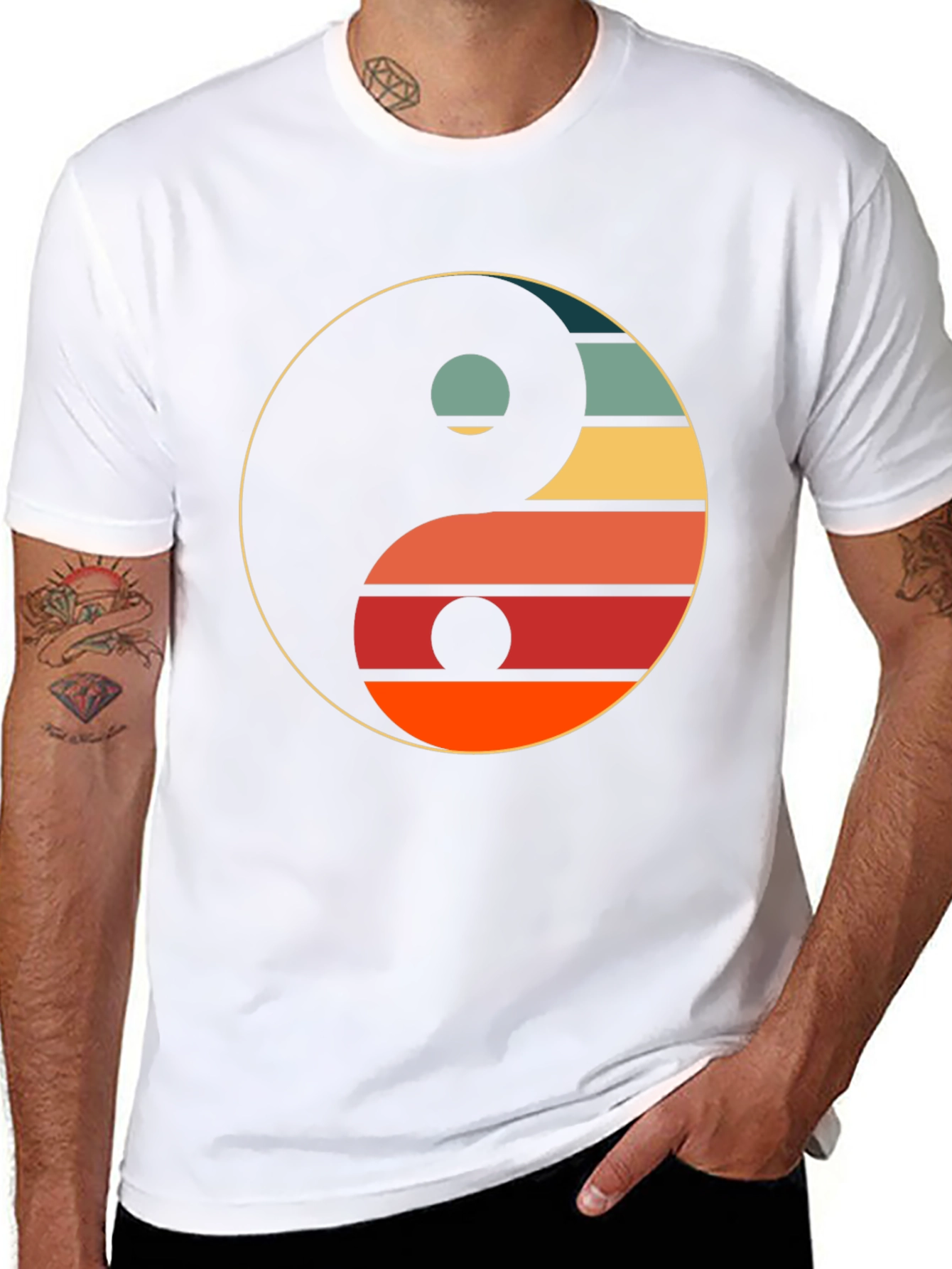 Yin Yang Retro Graphic Tee - Unisex Black T-Shirt