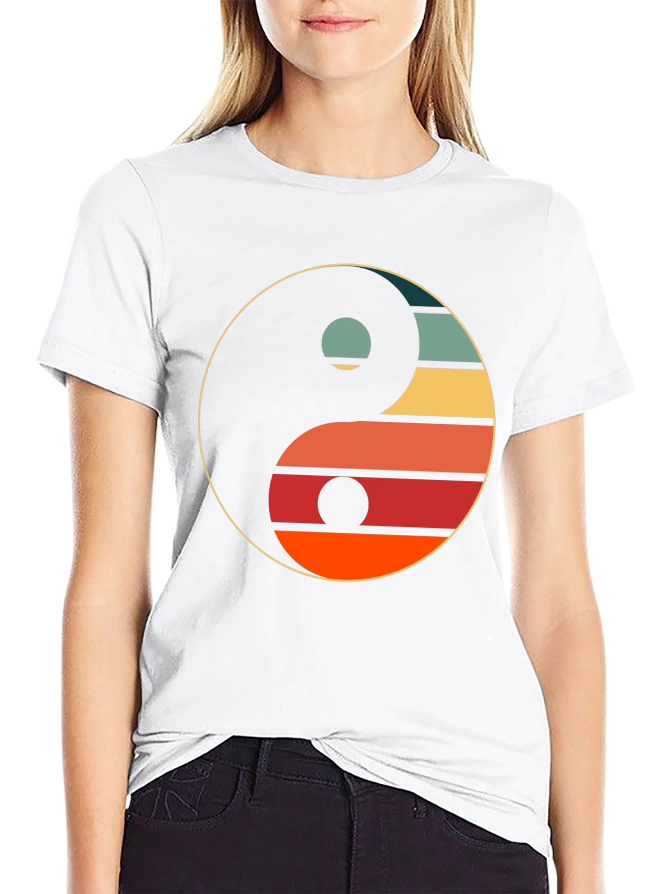 Yin Yang Retro Graphic Tee - Unisex Black T-Shirt