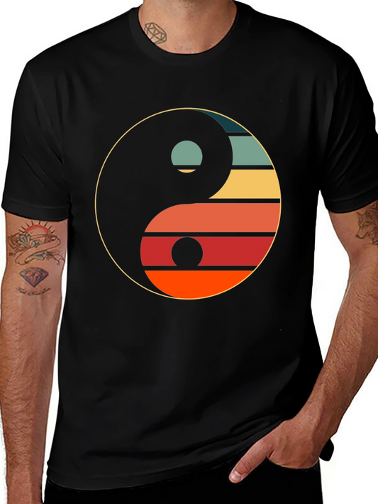 Yin Yang Retro Graphic Tee - Unisex Black T-Shirt