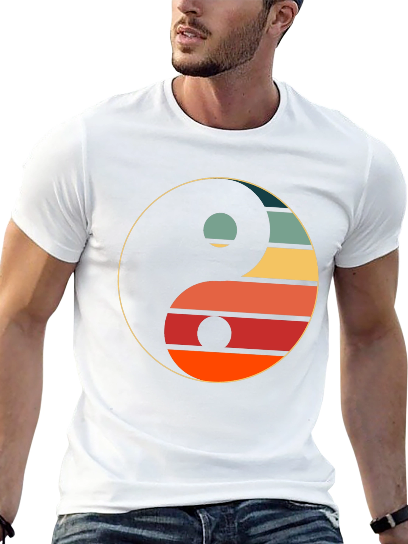 Yin Yang Retro Graphic Tee - Unisex Black T-Shirt