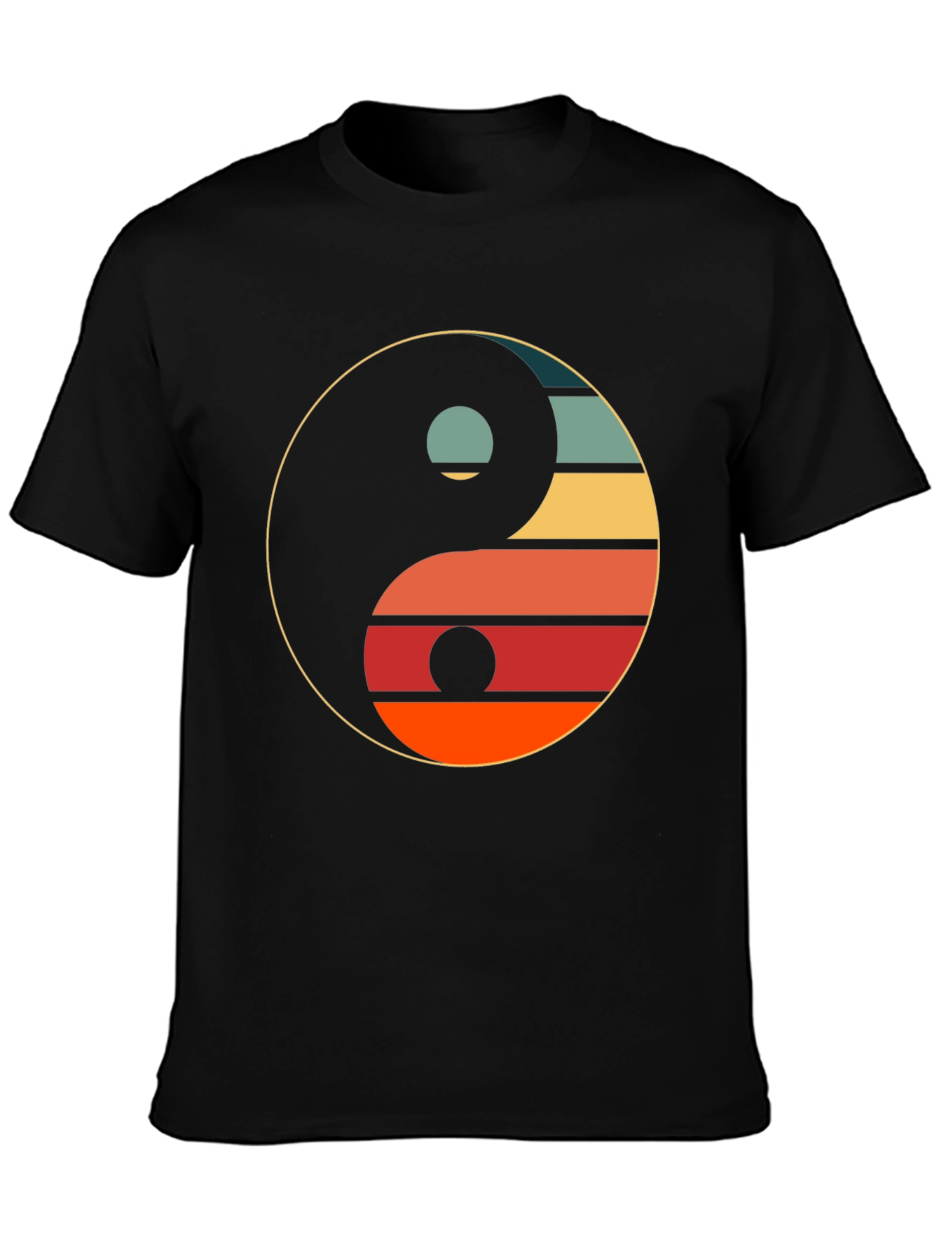 Yin Yang Retro Graphic Tee - Unisex Black T-Shirt