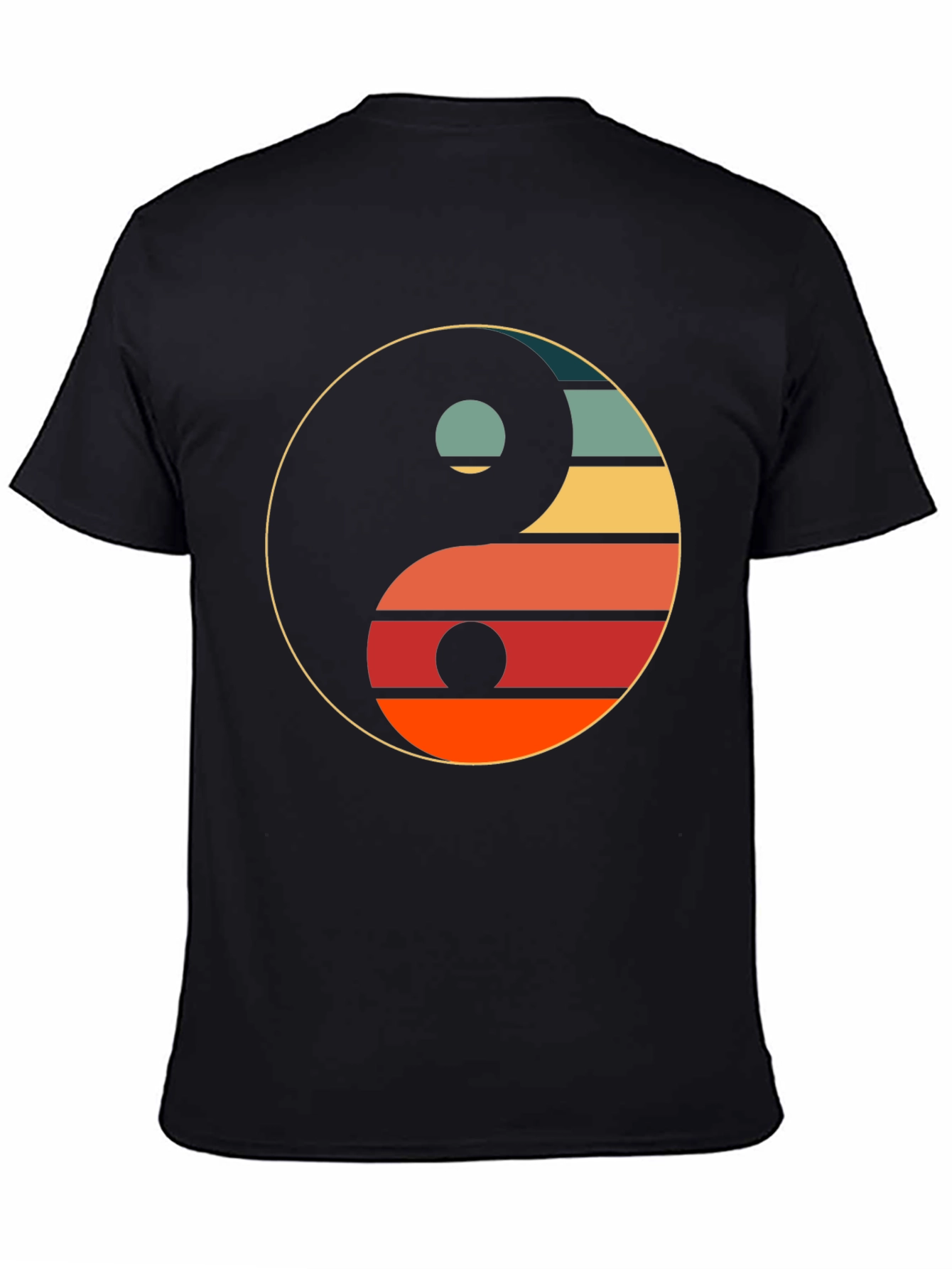 Yin Yang Retro Graphic Tee - Unisex Black T-Shirt