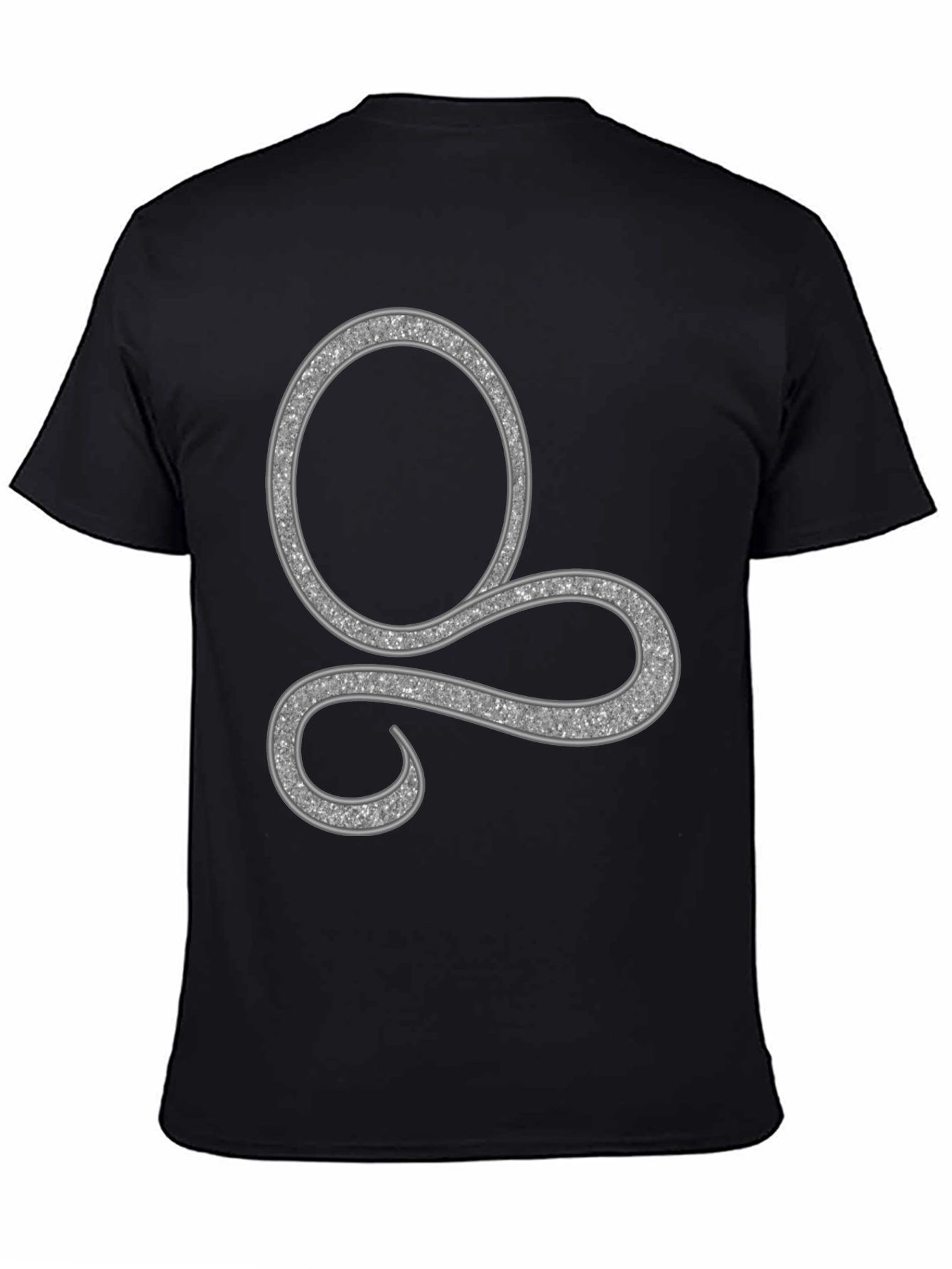 Stylish Black Tee with Silver Swirl Design