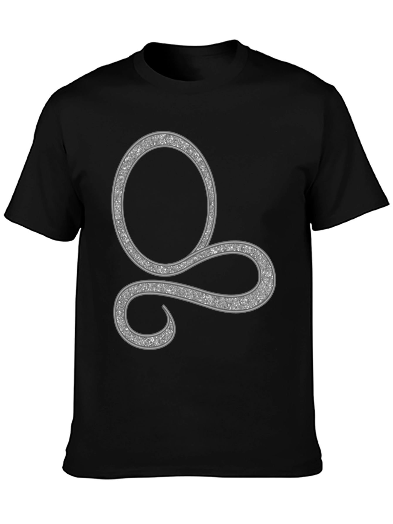 Stylish Black Tee with Silver Swirl Design