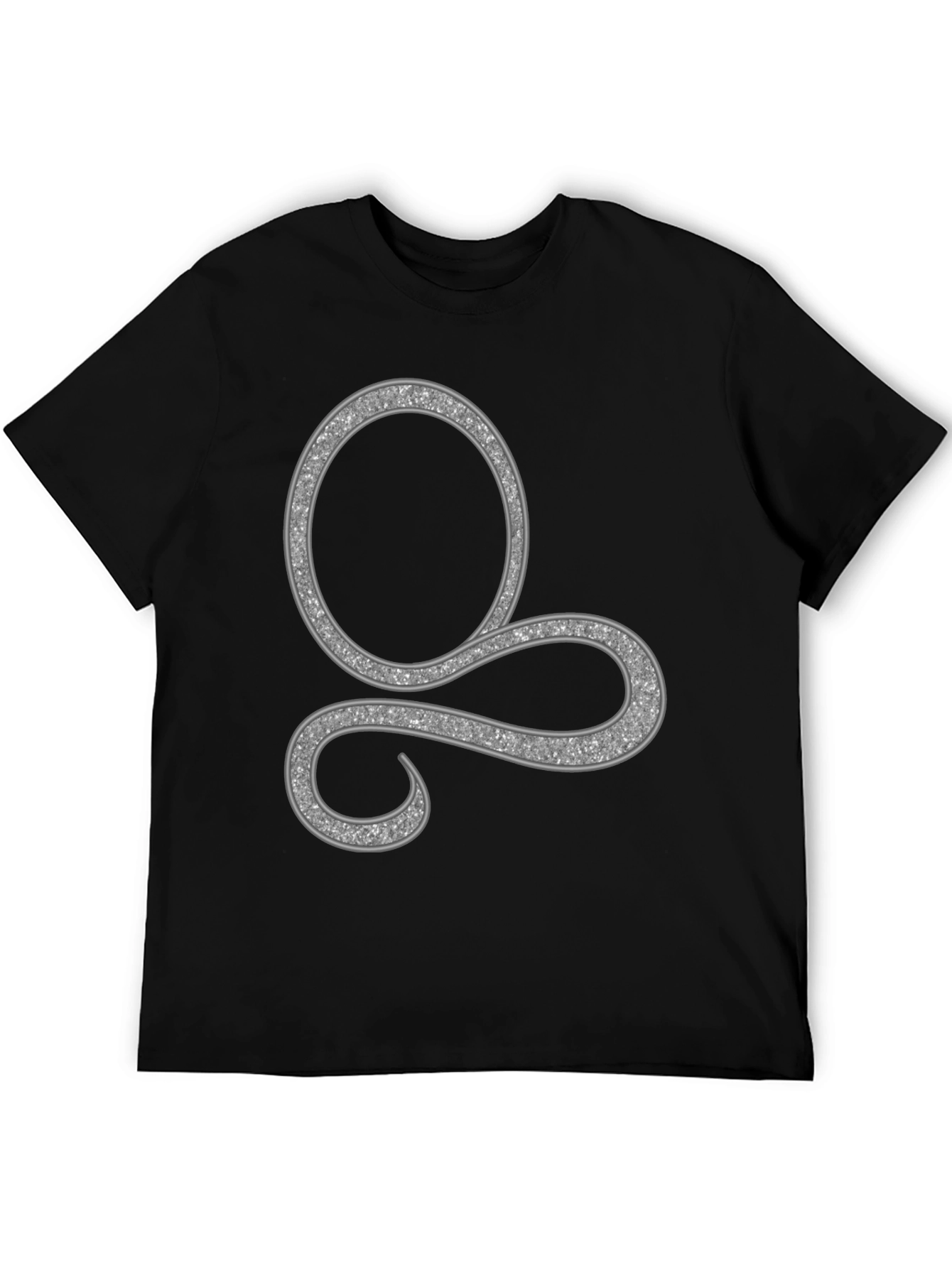 Stylish Black Tee with Silver Swirl Design