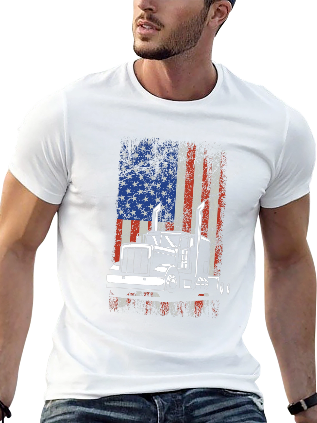 American Trucker Flag Graphic T-Shirt