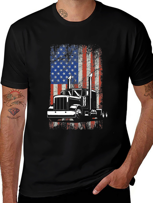 American Trucker Flag Graphic T-Shirt