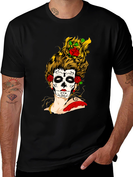 Sugar Skull Girl Graphic Tee - Day of the Dead T-Shirt
