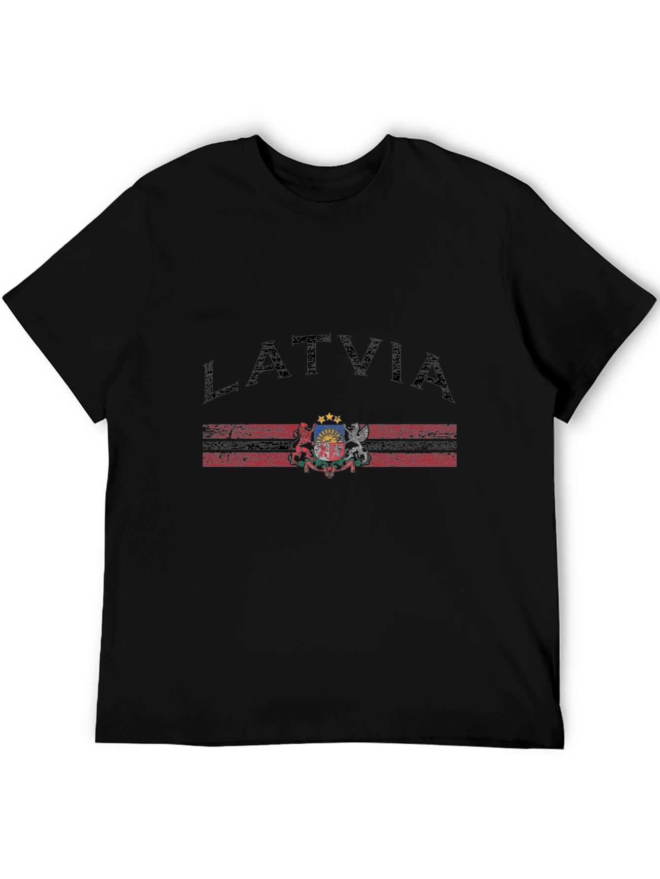 Latvia Flag T-Shirt - Distressed Design