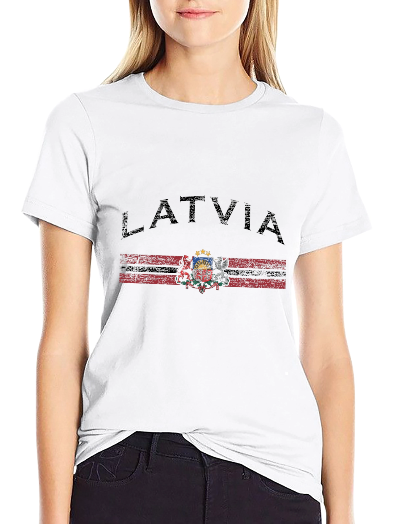 Latvia Flag T-Shirt - Distressed Design